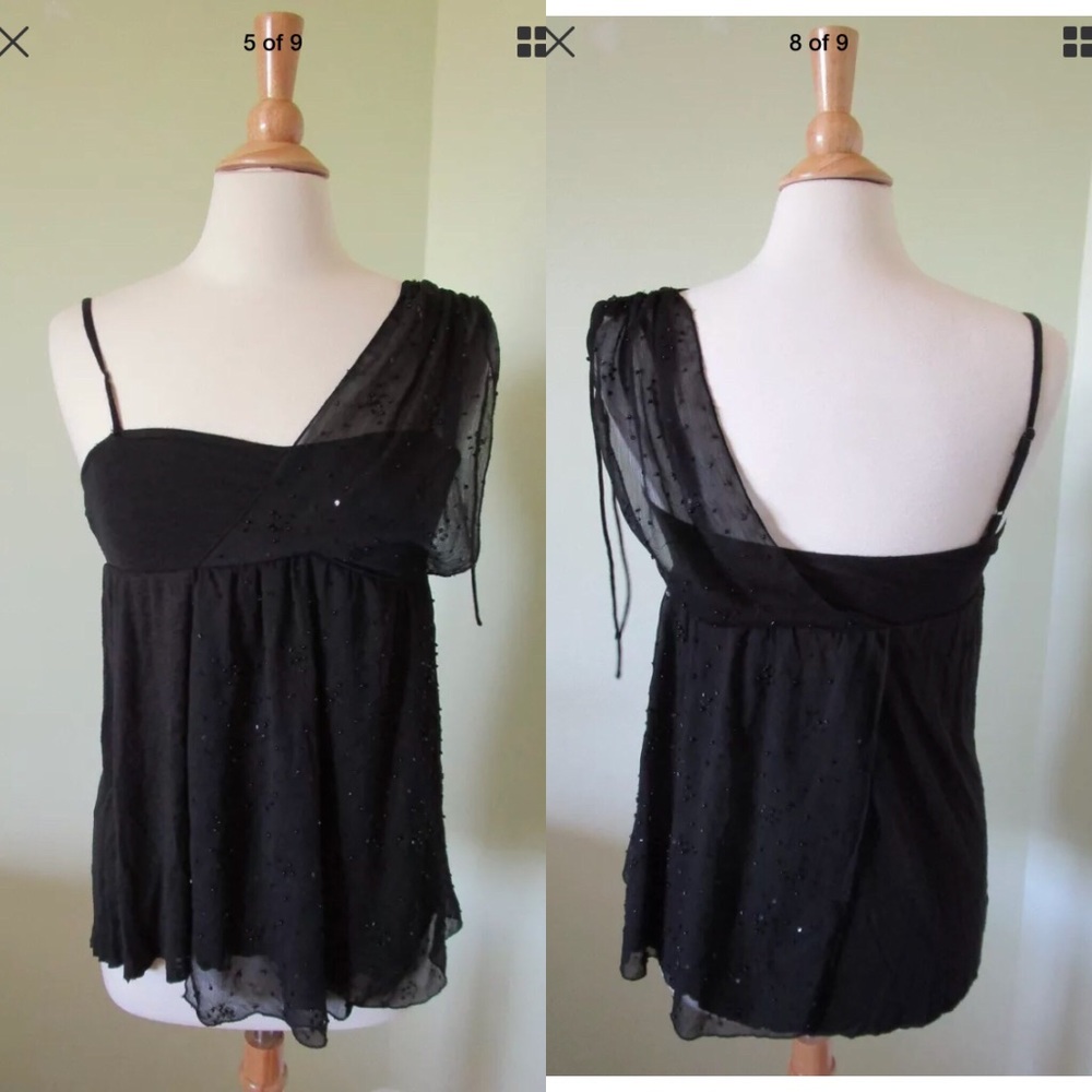 Free People Fairuza Gauzy Blouse Tank XS Black NEW